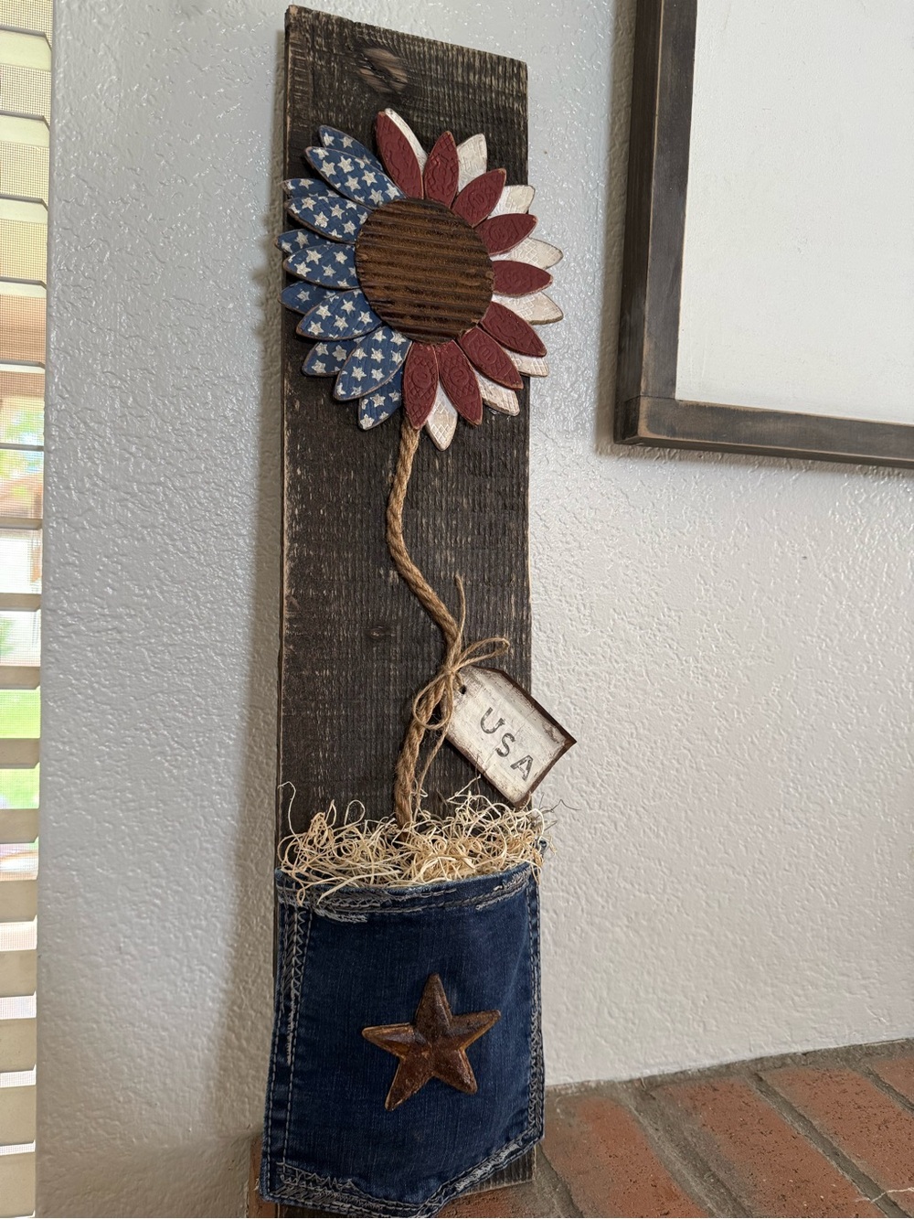 Patriotic Sunflower Wall Pocket Decor in Red, White & Blue